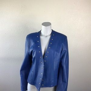 Vintage Lara Pinta Blue Leather Jacket